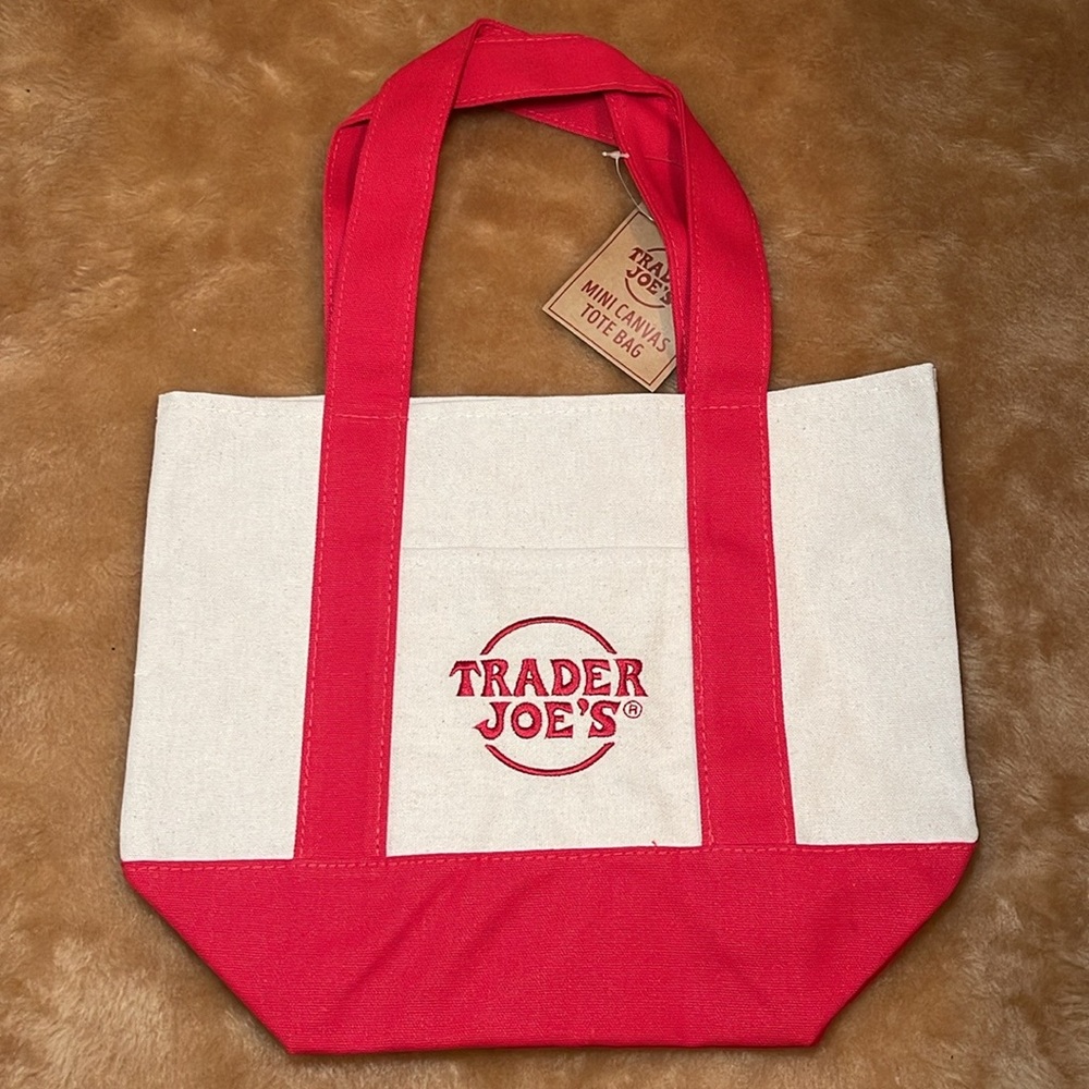 Trader Joe's Canvas Mini Tote Bag RED